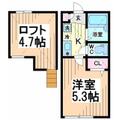 川崎市多摩区 東生田２丁目（向ヶ丘遊園駅） 2階 １Kの間取り図