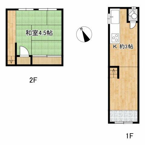 Osaka City, Minato Ward, Benten 4-chome (Bentencho Station), 2-story building, 1K apartment &mdash; photo 1