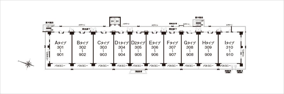 3~9階平面図