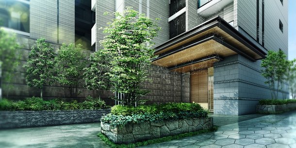 エントランスアプローチ完成予想図(雨上がり情景)
