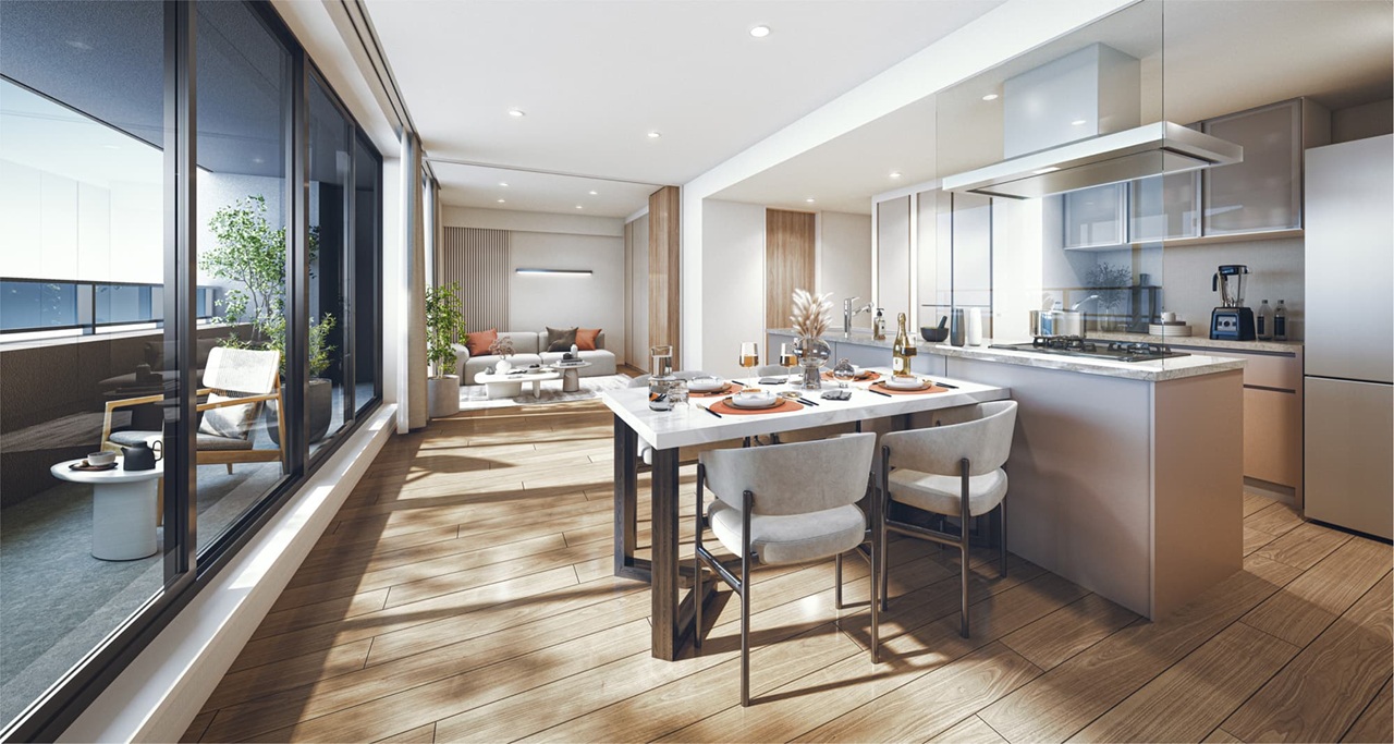 リビング・ダイニング・キッチン完成予想図（Cタイプ／分譲済）