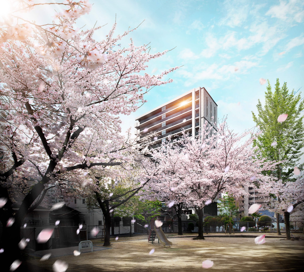 外観完成予想図・銅座公園(徒歩3分)