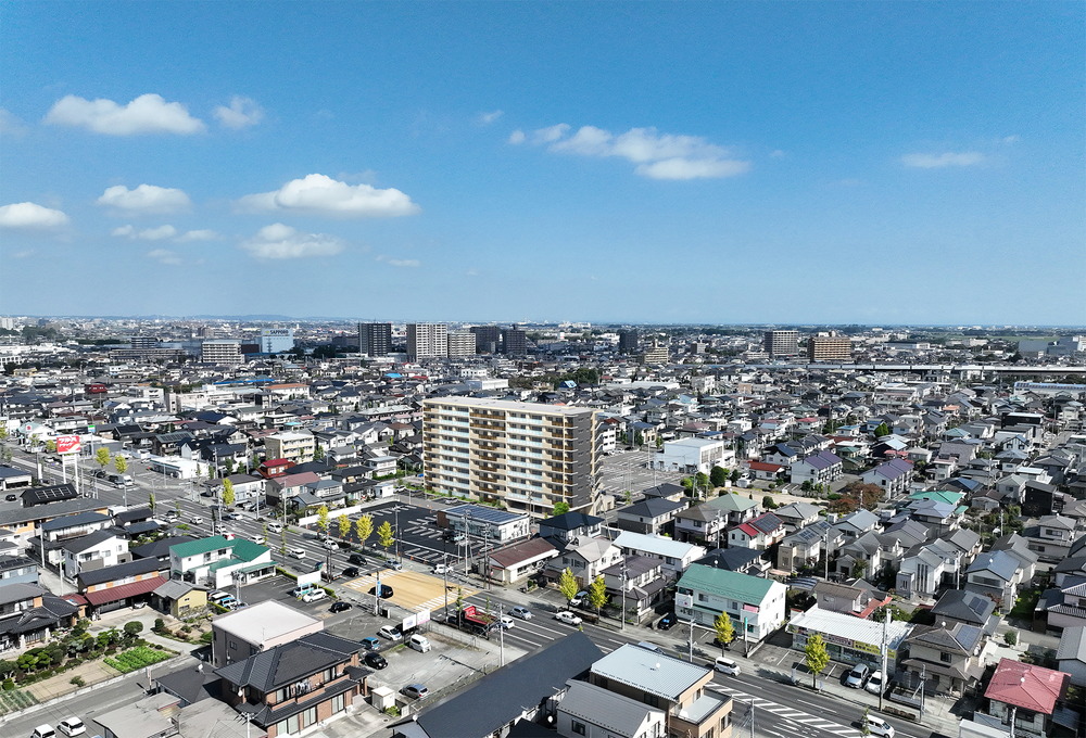 外観完成予想図(空撮合成:2024年10月撮影にCG合成)