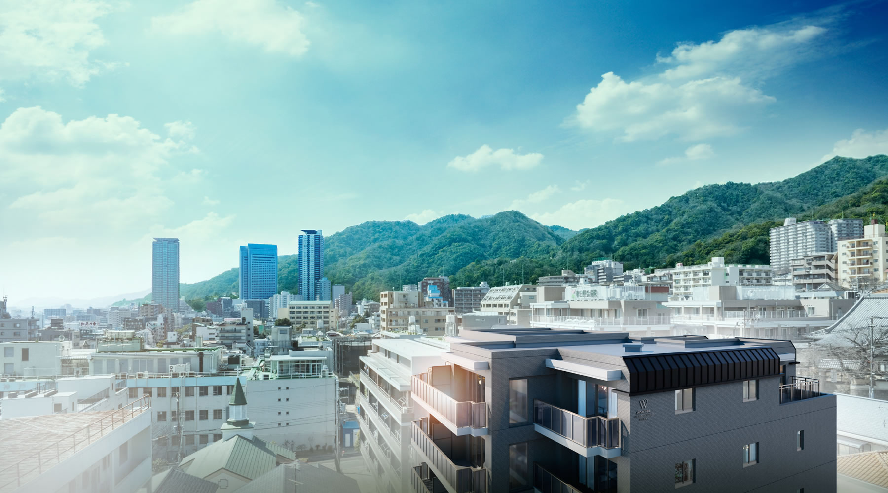 外観完成予想図・現地周辺の街並み