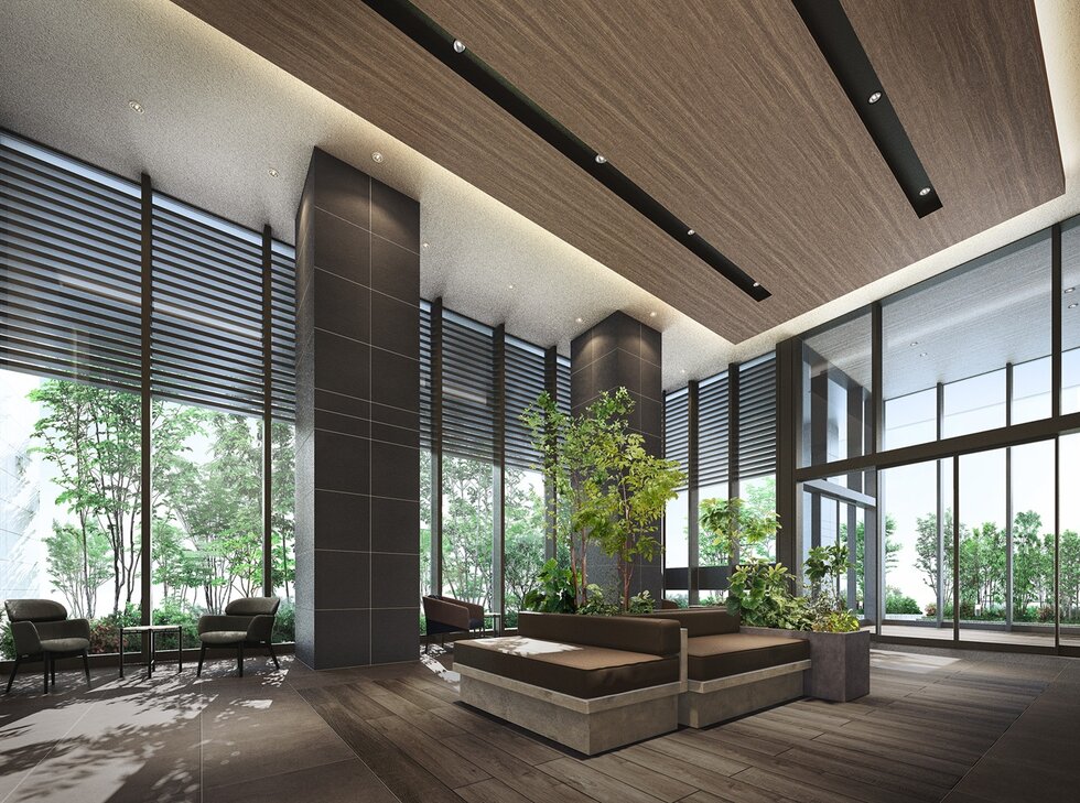 2層吹抜けのエントランスホール完成予想図