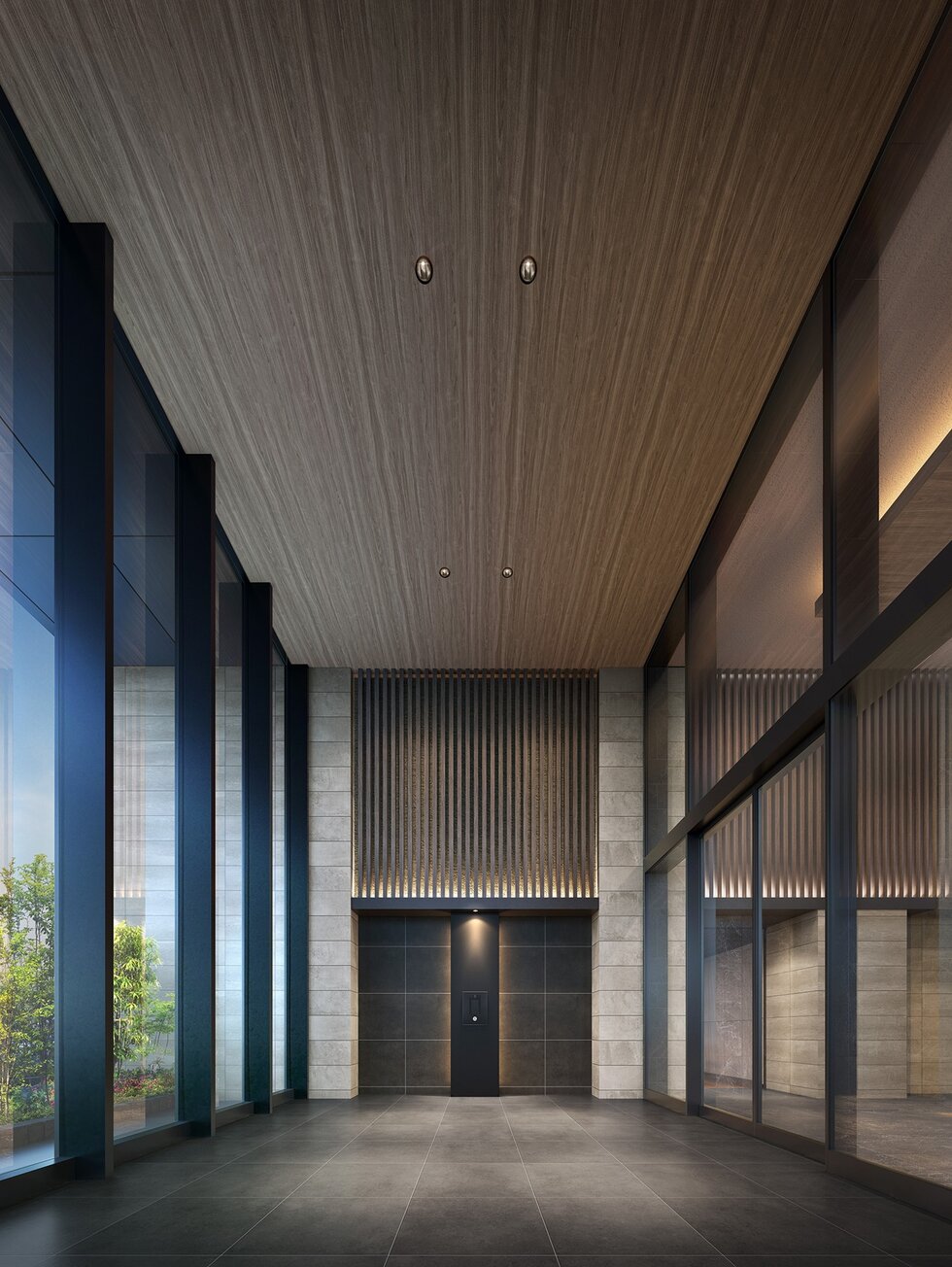 2層吹抜けの風除室完成予想図