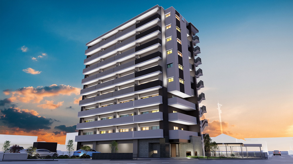 外観完成予想図（夕景）