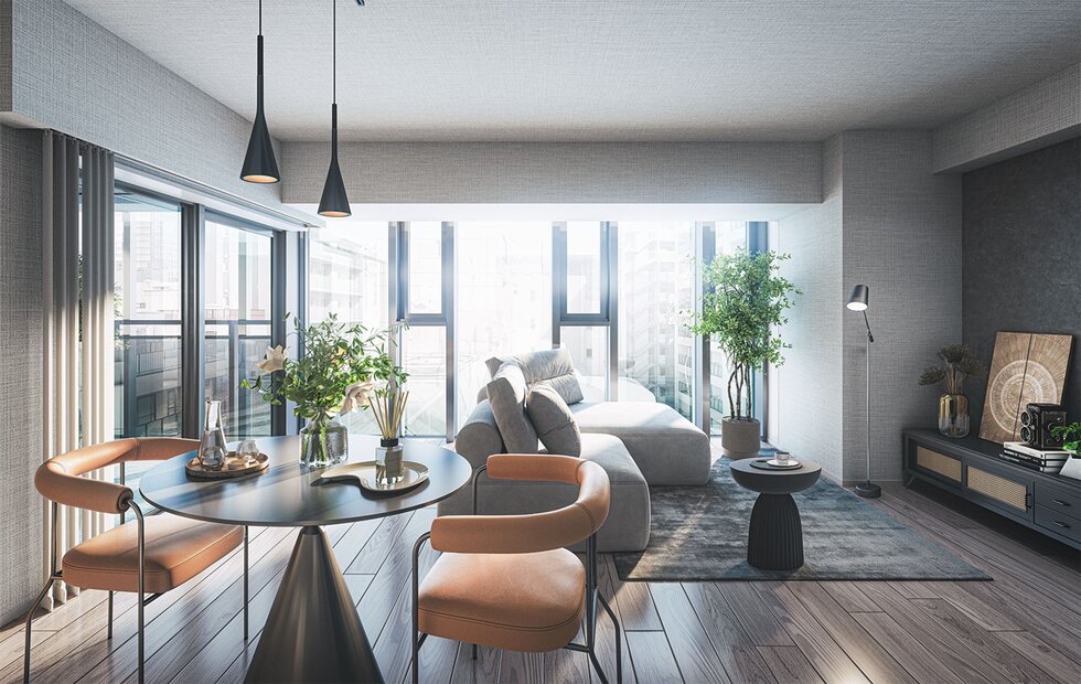 リビング・ダイニング・キッチン完成予想図（Bタイプ／有償設計変更プラン）