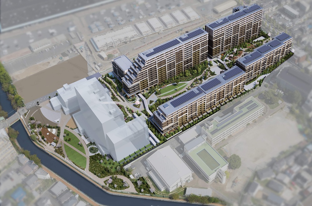 「(仮称)JR船橋市場町社宅跡地開発計画」敷地配置図完成予想CG