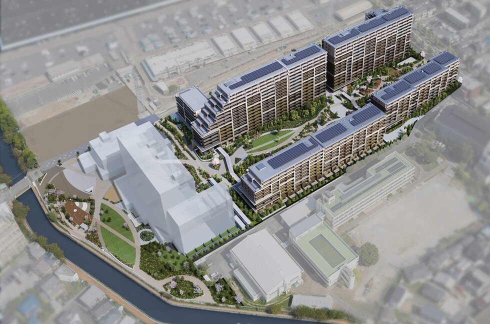 「(仮称)JR船橋市場町社宅跡地開発計画」敷地配置図完成予想CG