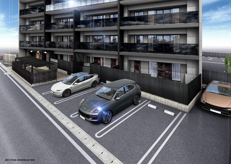 1階住戸専用庭・専用駐車場完成予想図
