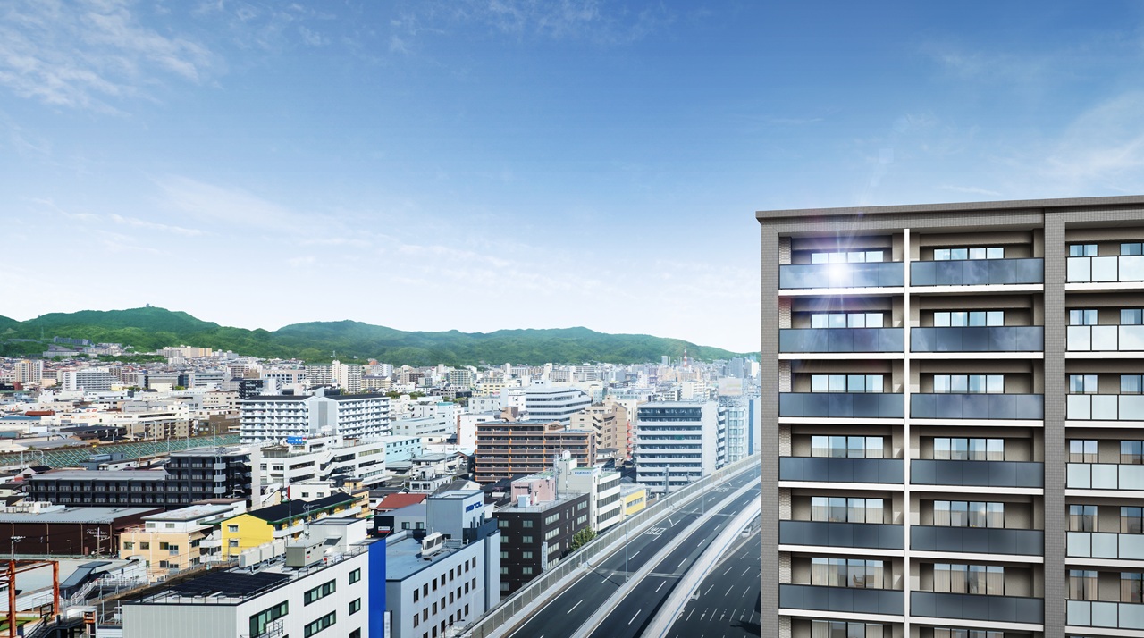 外観完成予想図・周辺の街並み