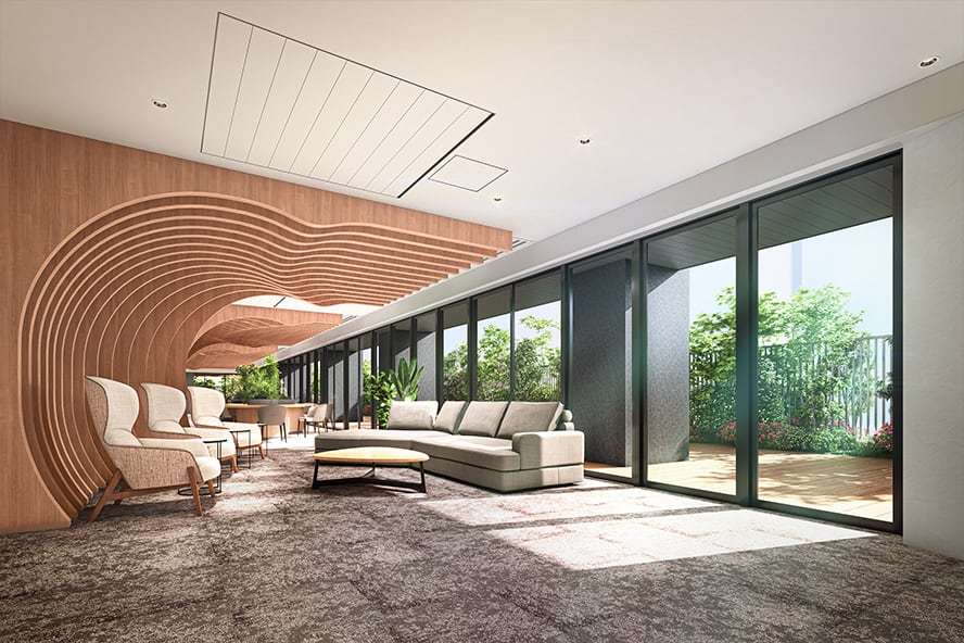 2階共用ラウンジスペース完成予想CG