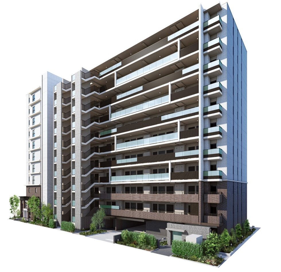 南側建物外観完成予想CG ※敷地内のみを表現