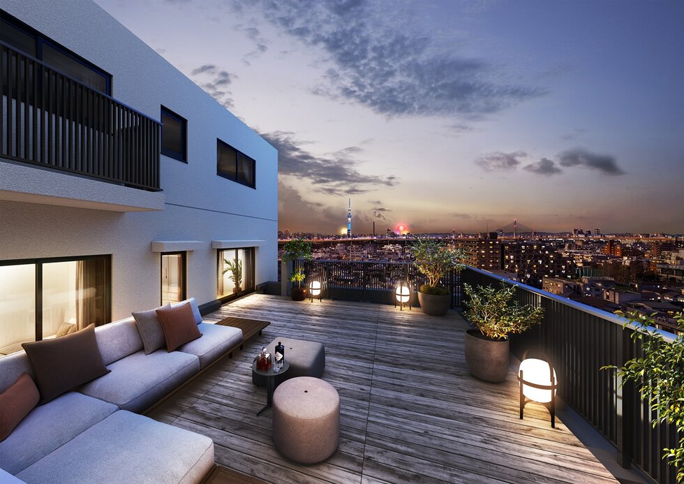 ルーフバルコニー完成予想図（Vタイプ）