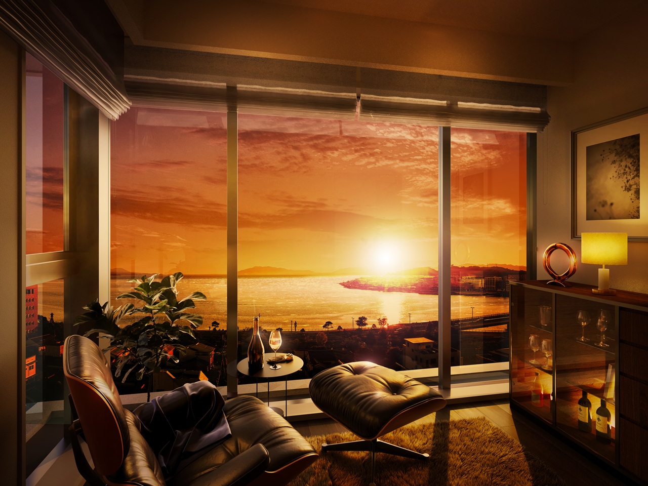 居室完成予想図（夕景）