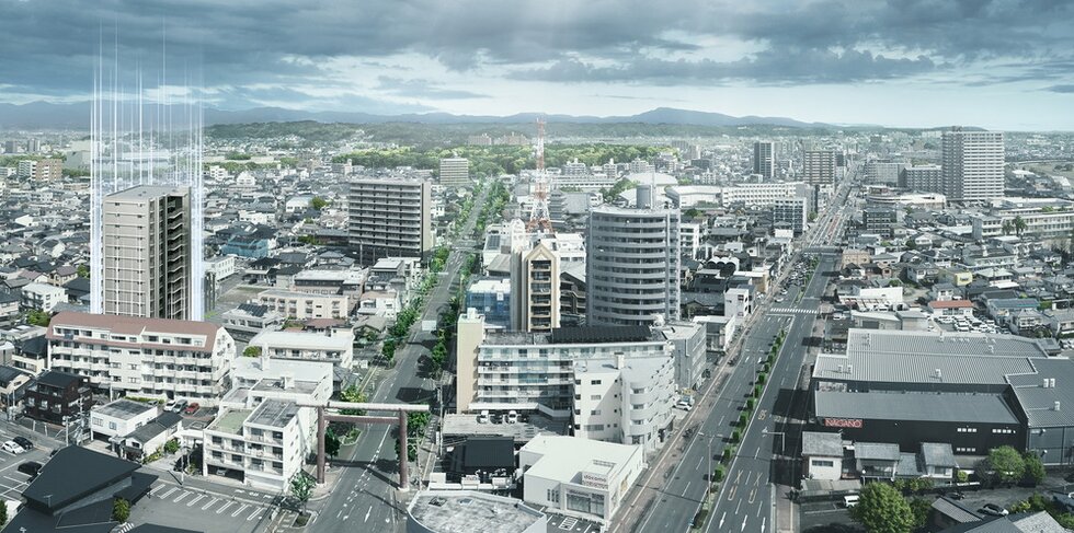 外観完成予想図（空撮）