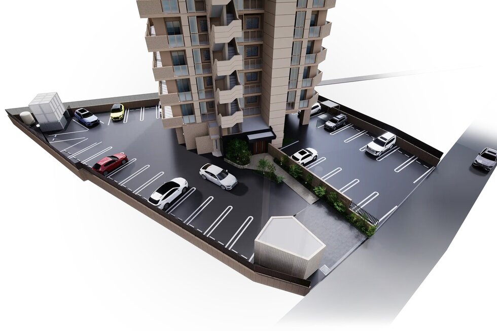 外観完成予想CG・平面駐車場完成予想CG