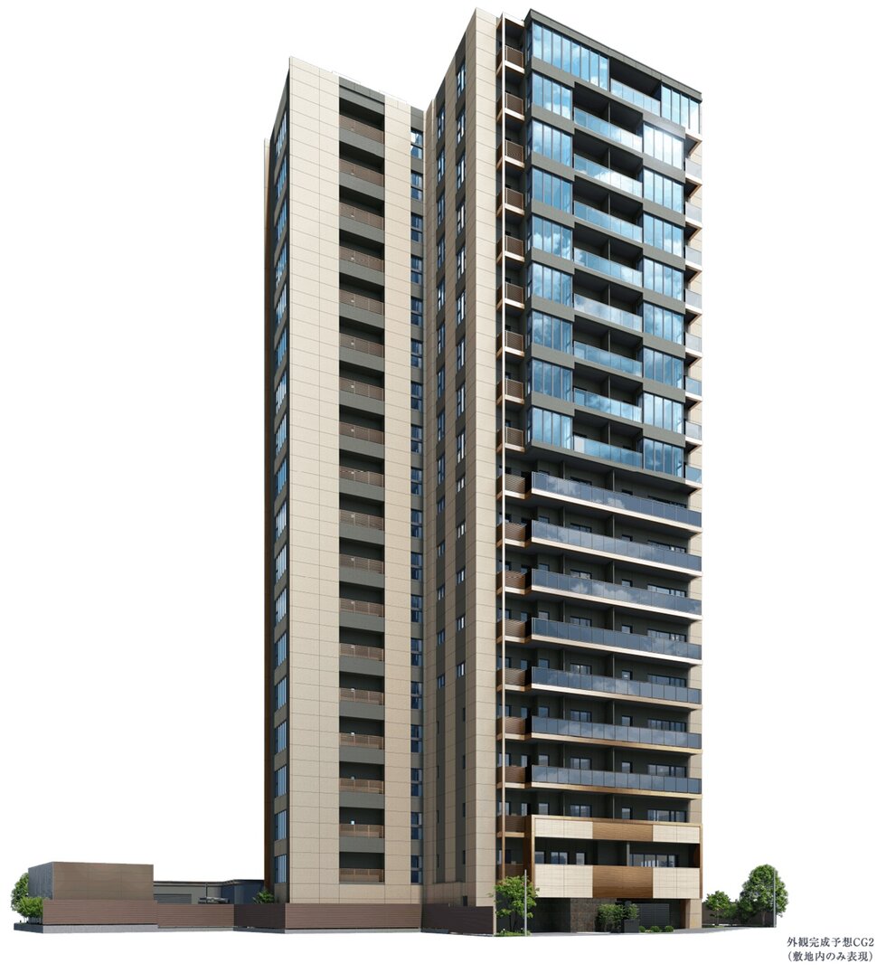 外観完成予想CG2（敷地内のみ表現）