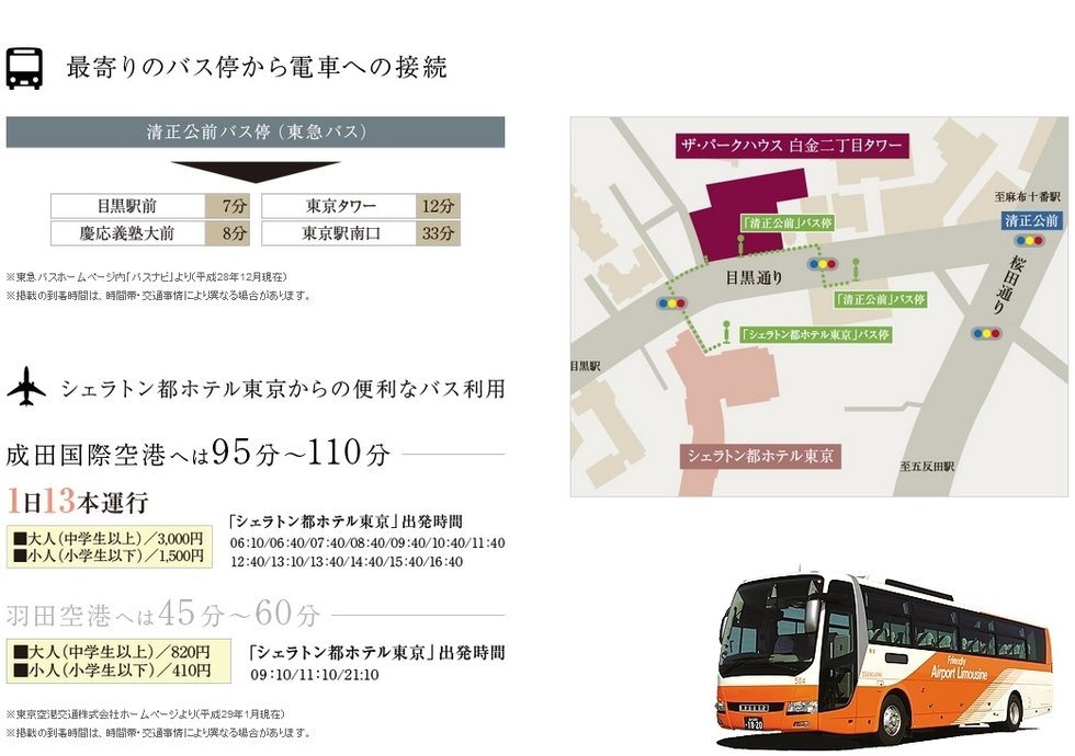 最寄りのバス停から電車への接続/シュラトン都ホテル東京からの便利なバス利用