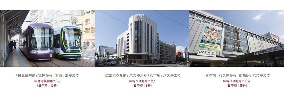 路面電車、路線バスで軽快なアクセス