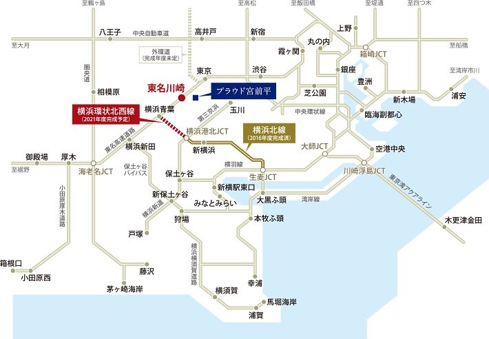 横浜環状北西線の完成によって横浜中心部もより身近に。
