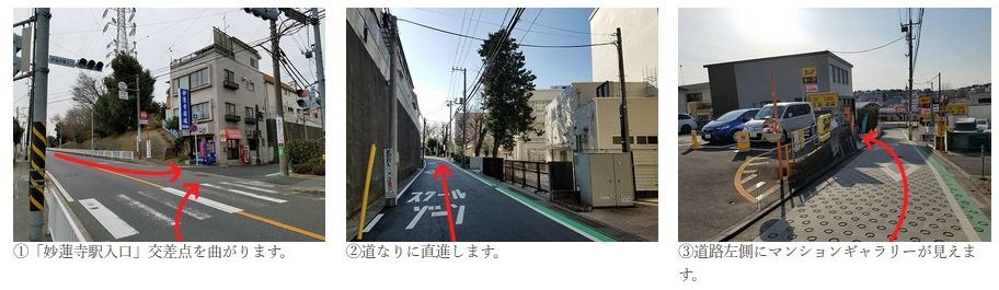 車でのマンションギャラリーへの経路