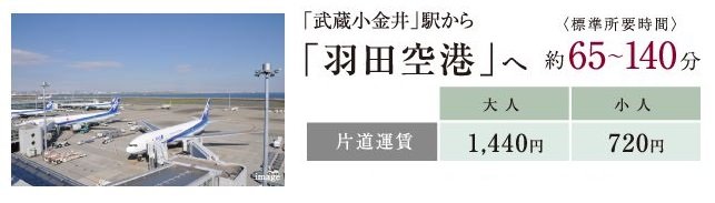 羽田空港行きのリムジンバスが毎日利用可能