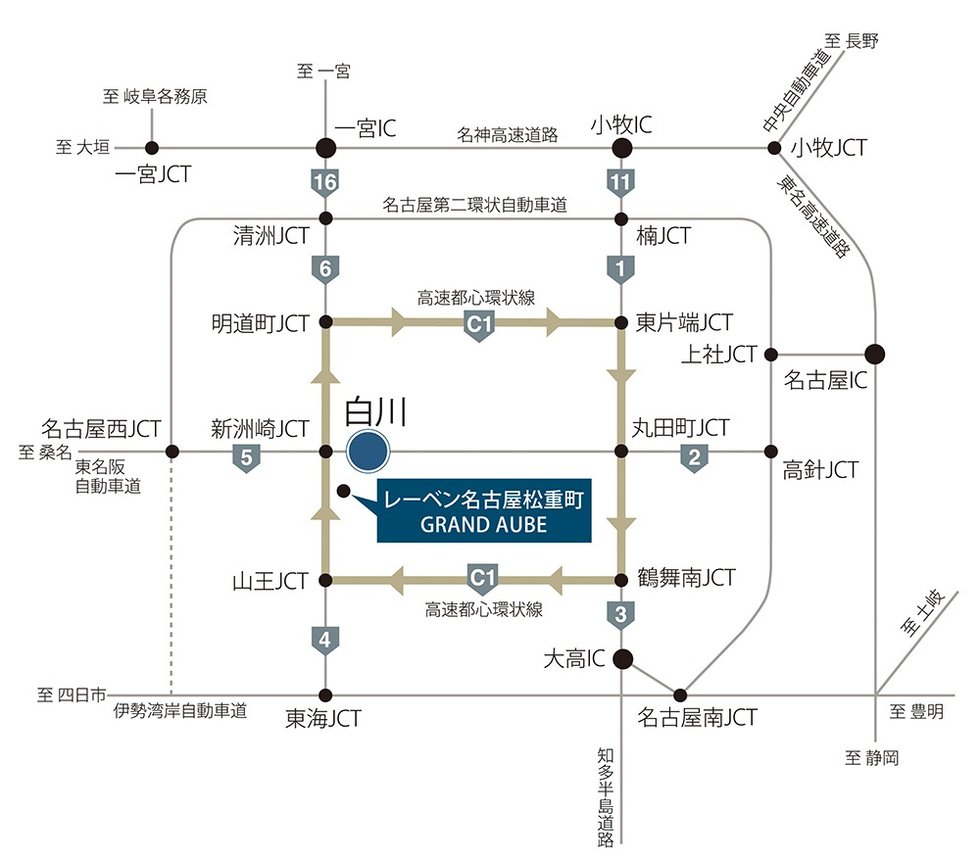 高速道路の出入口にも近い。カーライフをより快適に。