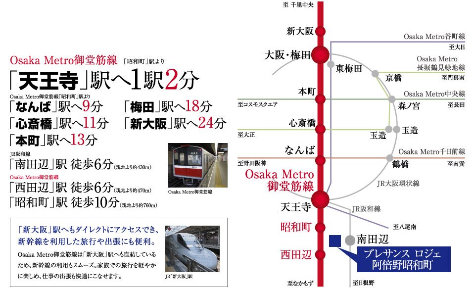 快適な通勤や都心ライフを実現する、軽快な御堂筋線のフットワーク。