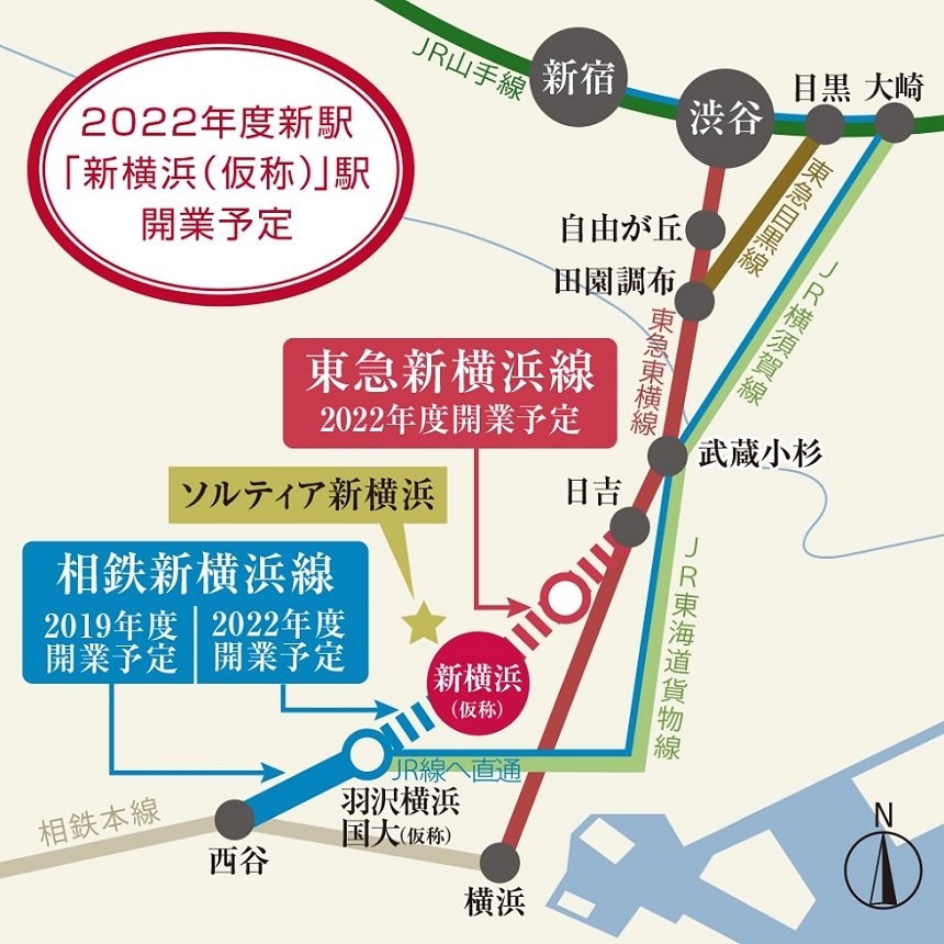 相鉄・東急直通線が2022年度に開業(予定)