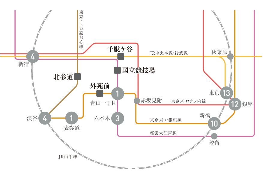 いくつもの街を近くする。
都心だから叶う軽やかなアクセス。