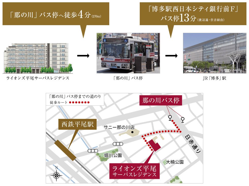 バス利用で博多エリアへダイレクトアクセス。