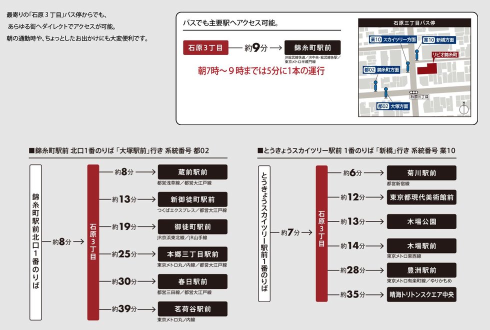 バスでも主要駅へダイレクトアクセス。