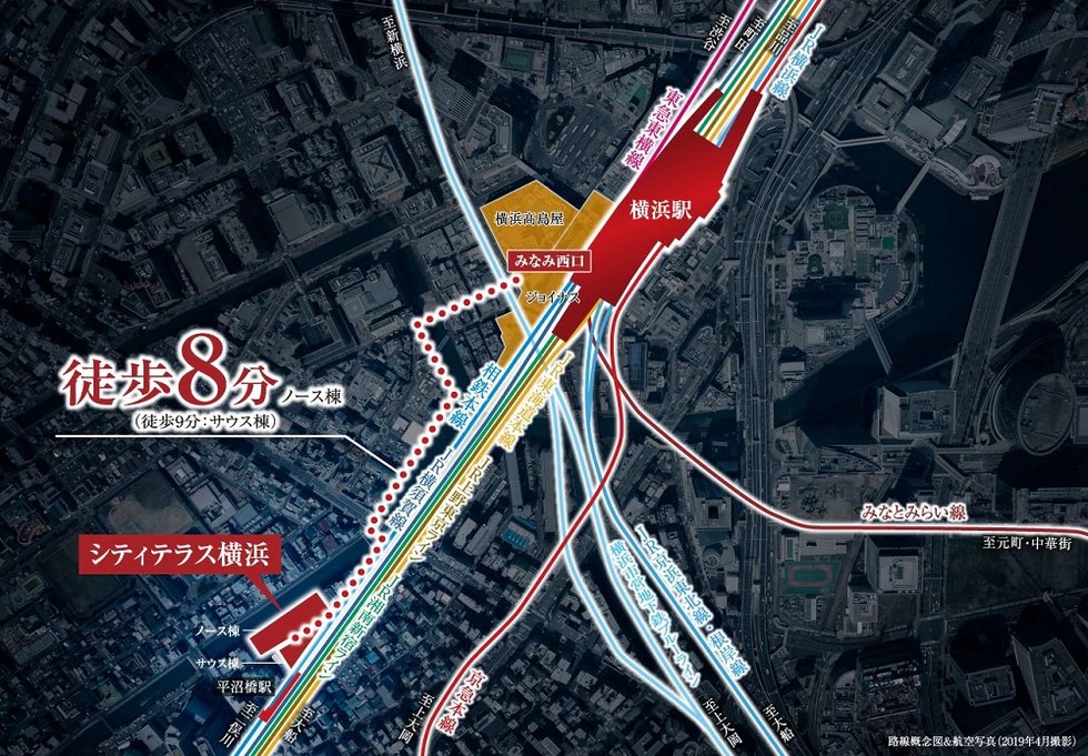 路線概念図&航空写真（2019年4月撮影）