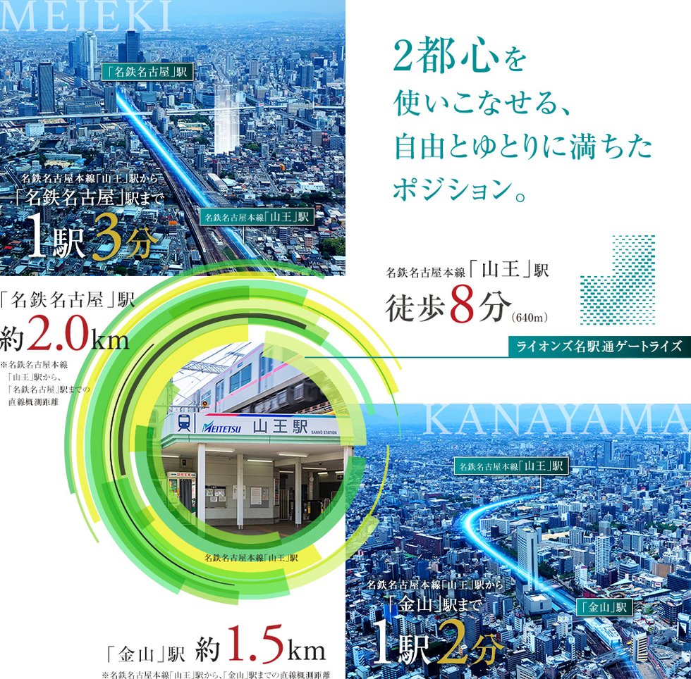 次の停車駅が「名鉄名古屋」駅と「金山」駅となる名鉄名古屋本線「山王」駅。