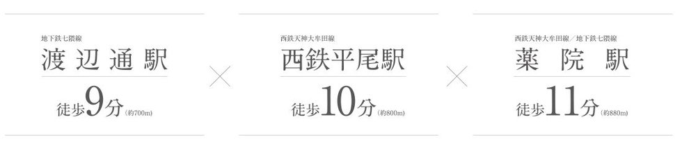 スマートに都心へ
3駅利用可。ますます進化する天神・博多を自在に使いこなす充実のスタイル。