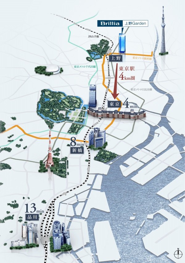 東京駅4km圏という、都心との距離がもたらすゆとり。