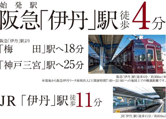 2つの「伊丹」駅へフラットアクセス。