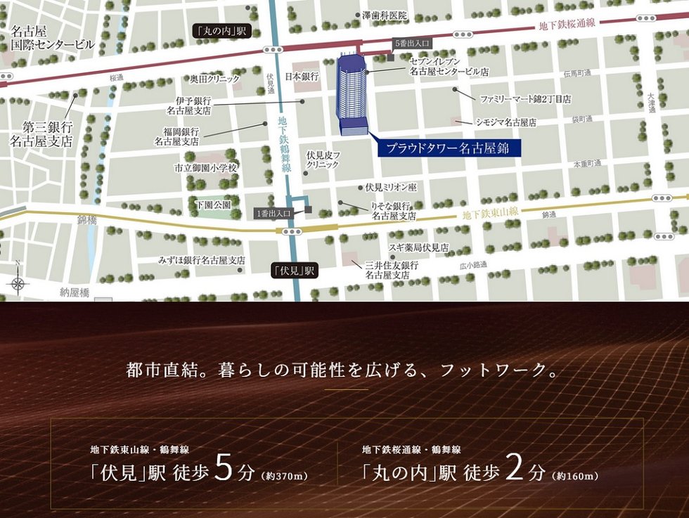 駅前&広小路を中心に利便施設が集積。
想いのままに都市を愉しむ日々が、ここから。