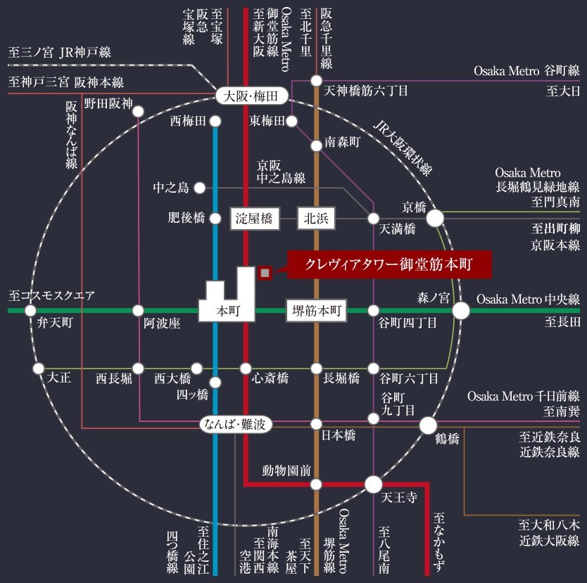 大阪を手中に、世界を身近に。
「本町」駅徒歩1分※1のアドレス価値。