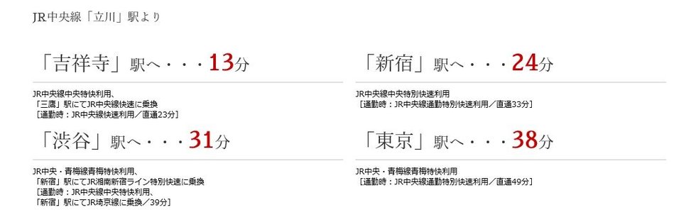 「立川」駅利用で都心直結のスムーズアクセス