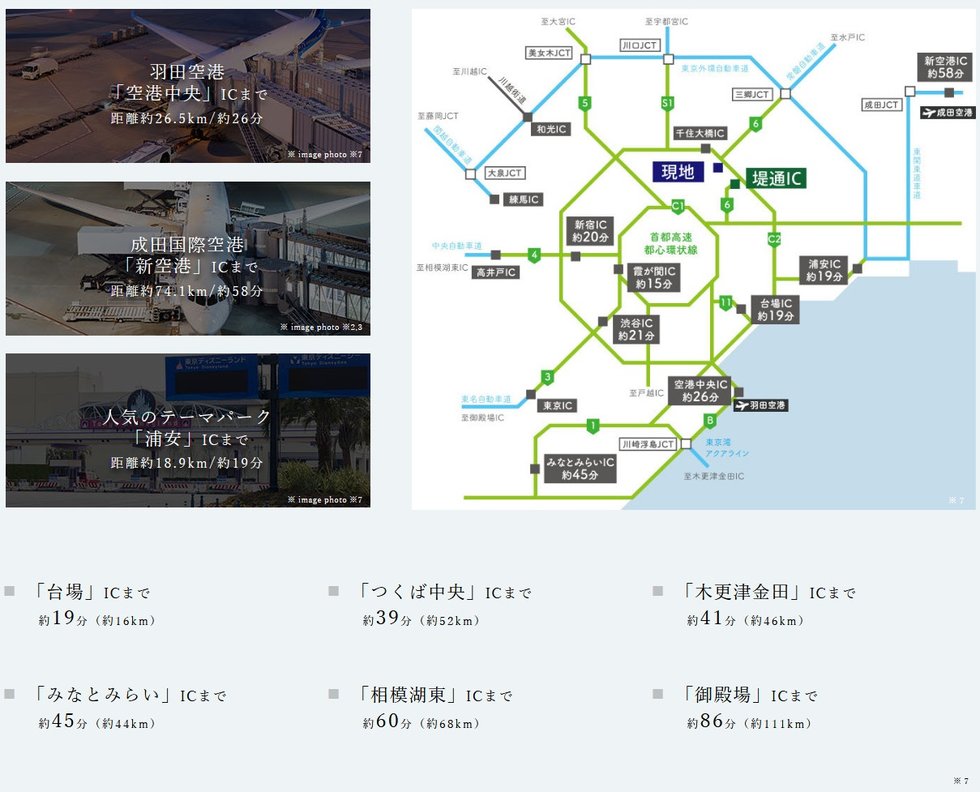 「堤通」から主要ICまでの距離