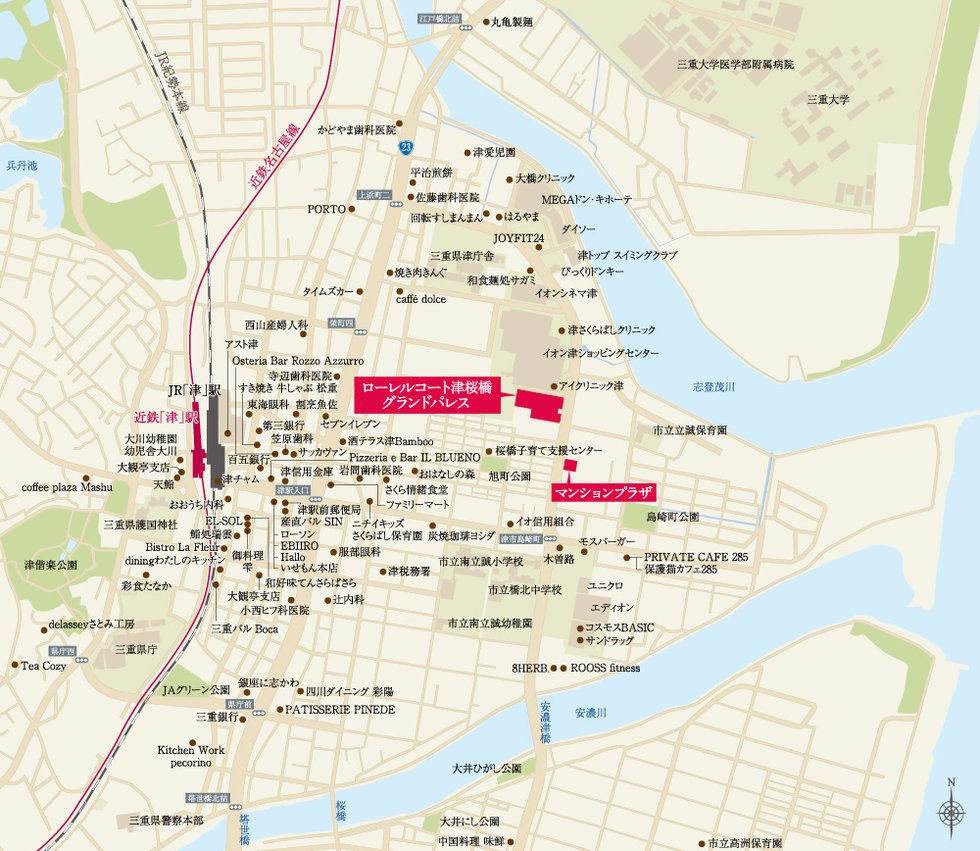 ローレルコート津桜橋グランドパレスの地図印刷画面 アットホーム 新築マンション 分譲マンション購入情報 ローレルコート津桜橋グランドパレスの地図印刷画面 アットホーム 新築マンション 分譲マンション購入情報