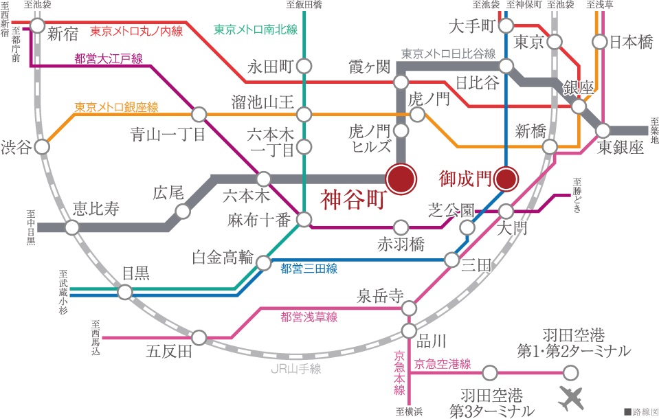 東京メトロ日比谷線「神谷町」駅徒歩2分
軽やかに都心を使いこなす。