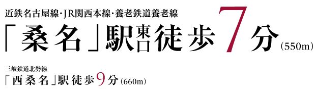 最寄り駅は三重県の玄関口。
近鉄名古屋線＆JR関西本線「桑名」駅。