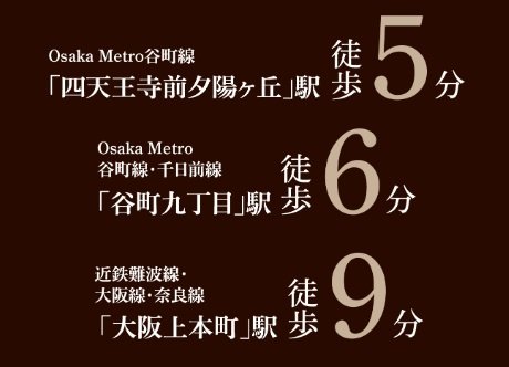 天王寺、なんば、梅田、自在にアクセス。
3駅5路線 利用可能。