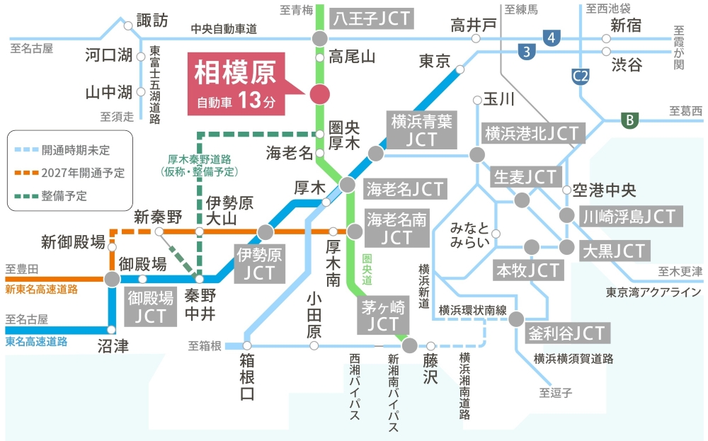 圏央道利用で東名・中央道方面へ好アクセス