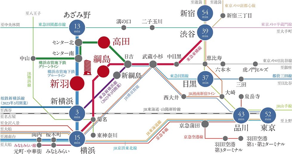 「新横浜」駅へ直通3分「横浜」駅へ直通15分の軽快アクセス。