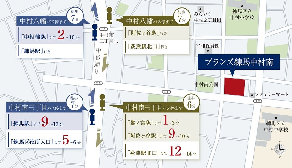 バス利用でJR中央線「阿佐ヶ谷」駅、東京メトロ丸ノ内線始発駅の「荻窪」駅へ。
